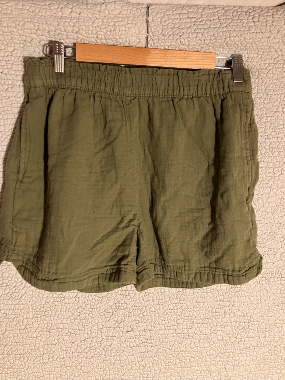 Olive Green Women's Elastic Waist Shorts